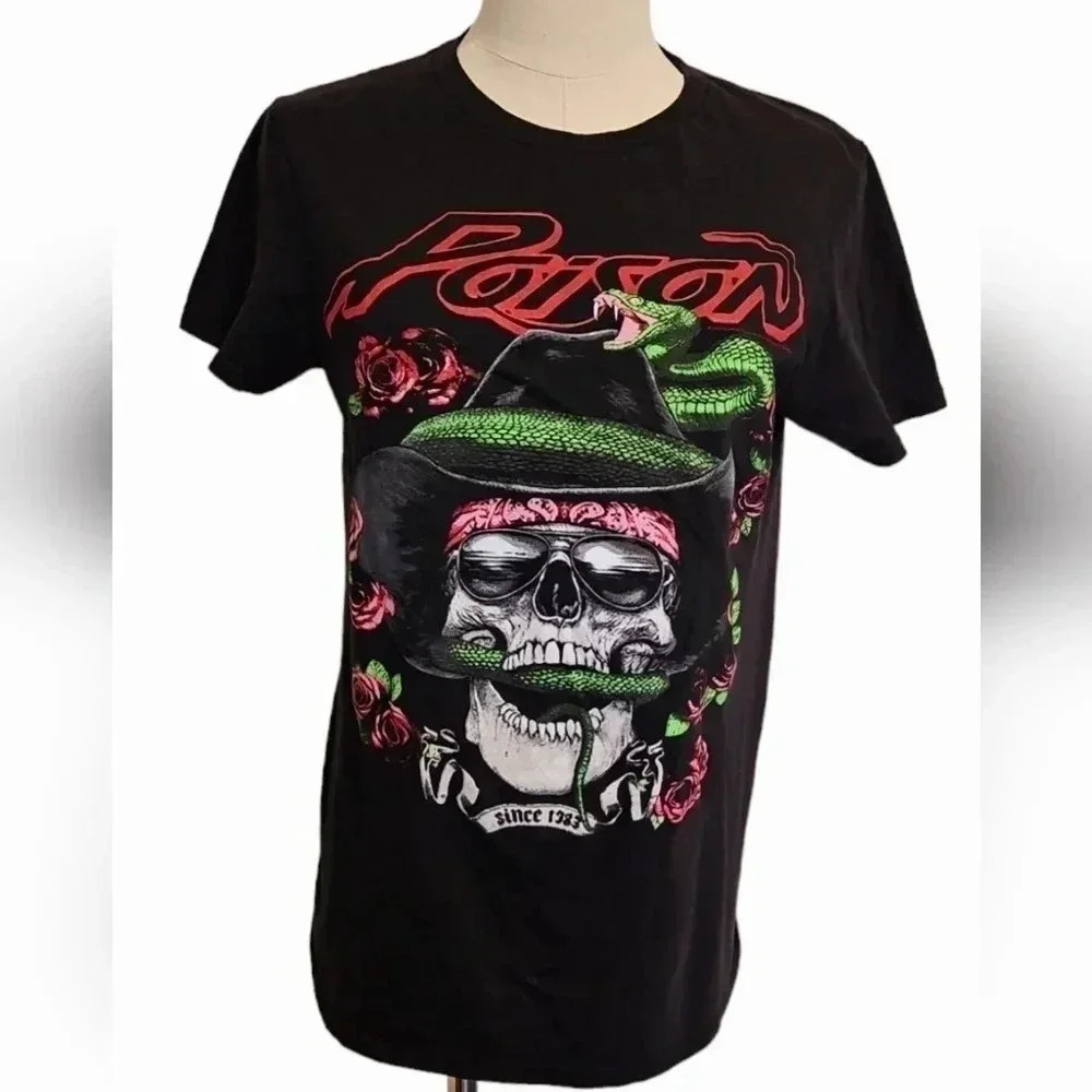 Poison - Skull Roses Return To Sender T-shirt - Size S Black